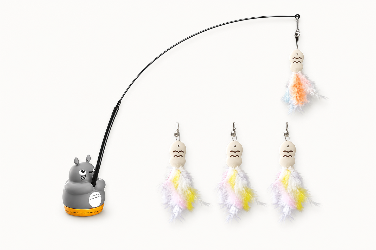 360° Rotating Cat Teaser Toy – Steel Wire Fish & Bell