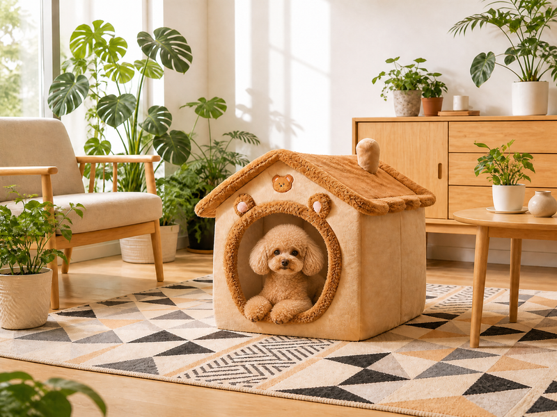 All-Season Enclosed Dog House – Washable & Warm Pet Nest alternate