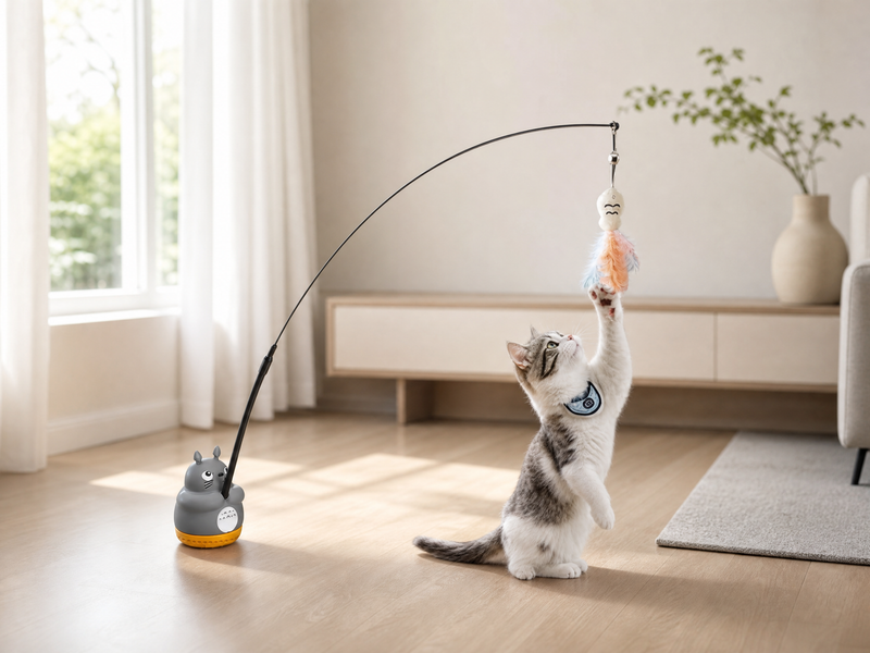 360° Rotating Cat Teaser Toy – Steel Wire Fish & Bell alternate
