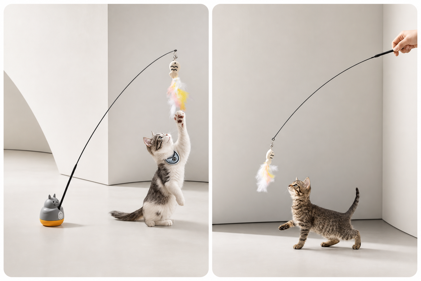 360° Rotating Cat Teaser Toy – Steel Wire Fish & Bell